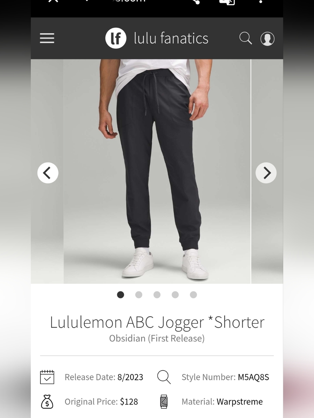 Lululemon Men's ABC joggers Shorter - Sz Small, 27in Inseam, Obsidian